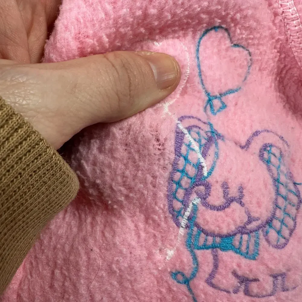 Vintage 80s JCP Toddle Time Elephant w/ Balloons Pink Fleece Footie Pajamas Sz1